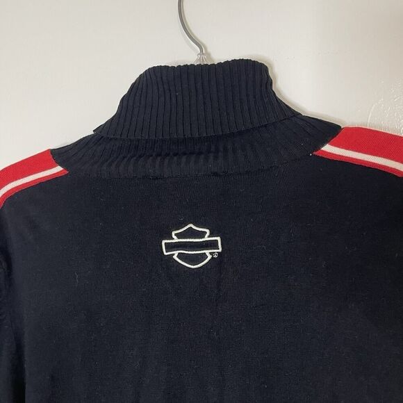 Harley Davidson knit long sleeve logo turtle neck black sweater womens large - Picture 2 of 5